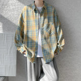 Retro Plaid Loose Casual Men Shirt