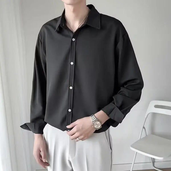 Korean Style Solid Pattern Shirt