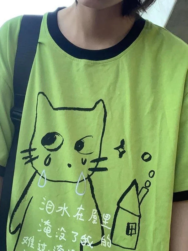 Y2K Korean Whimsical Kitty T-Shirt