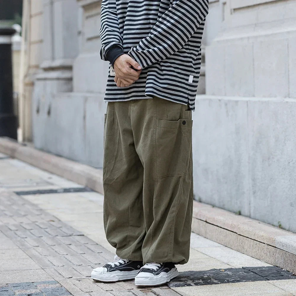 Solid Color Loose Fit Cargo Pants