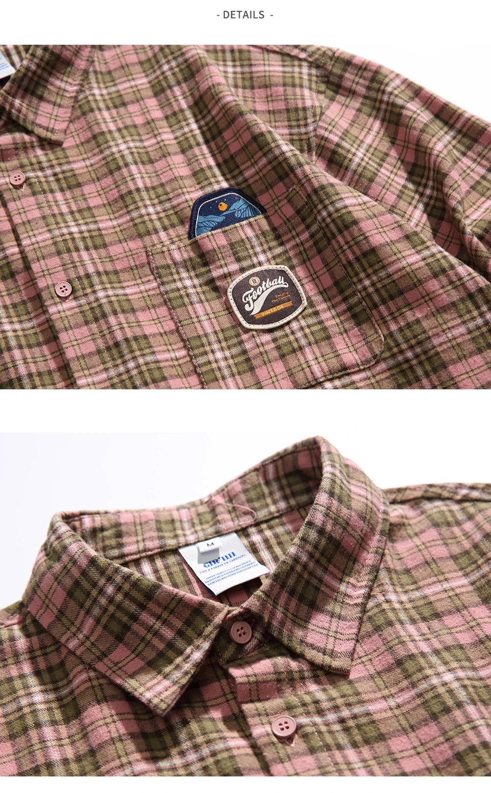 Vintage Loose Plaid Badges Shirt