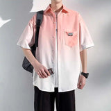 Oversized Gradient Casual Short-Sleeved Shirt