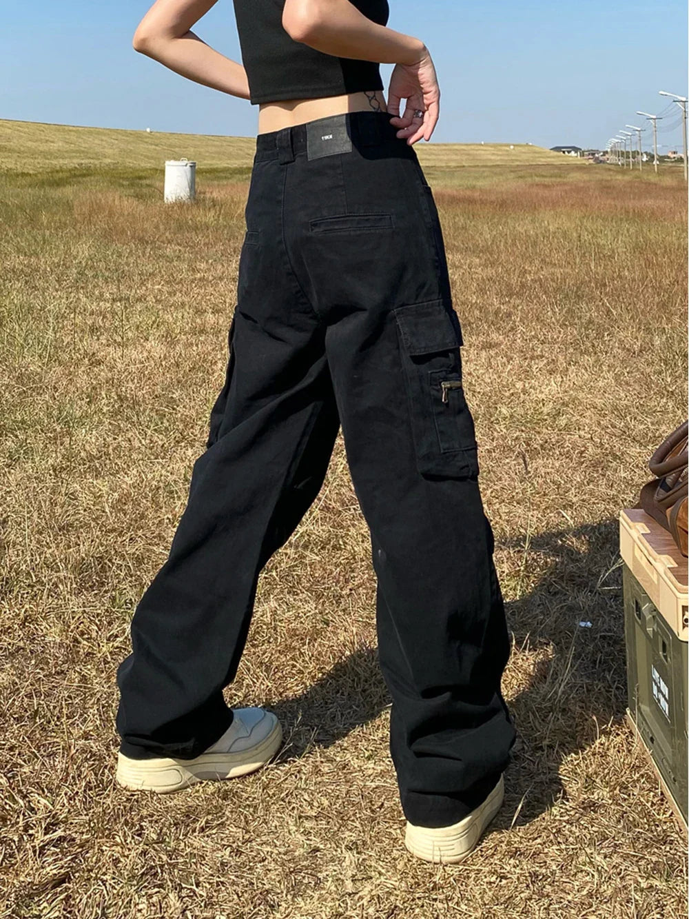 Y2k Women's Solid Color Cargo Pants
