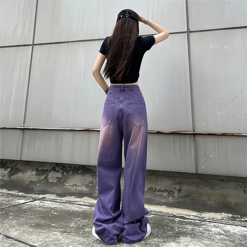 Women's Purple Loose Cargo Pants