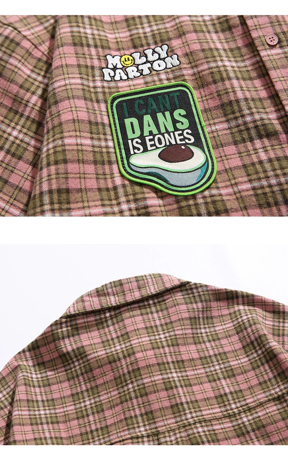 Vintage Loose Plaid Badges Shirt