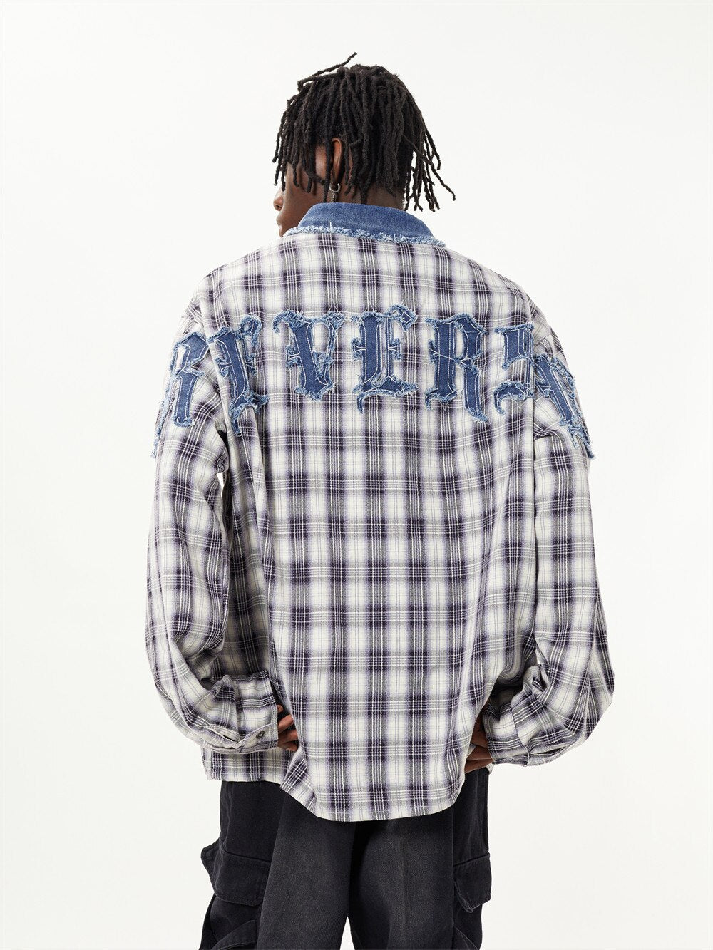 Patch Letter Embroidered Long Sleeve Shirt