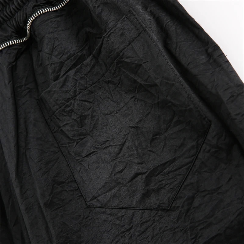 Solid Black Drawstring Shorts