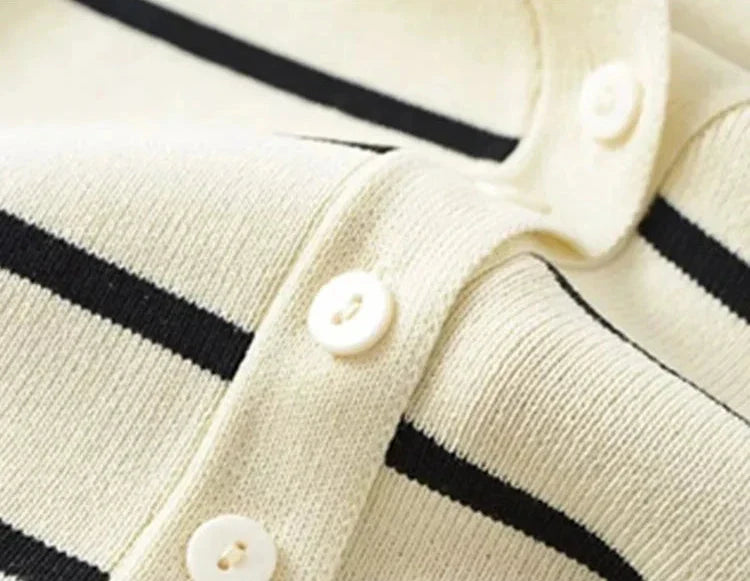 Striped Button-Up Knitted Vest