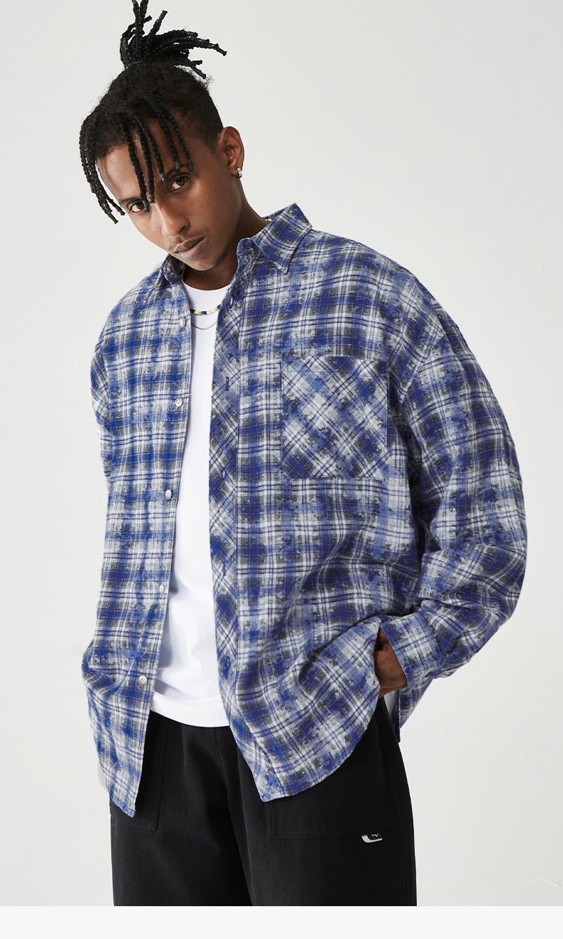 Brushed Check Blue Plaid Shirt