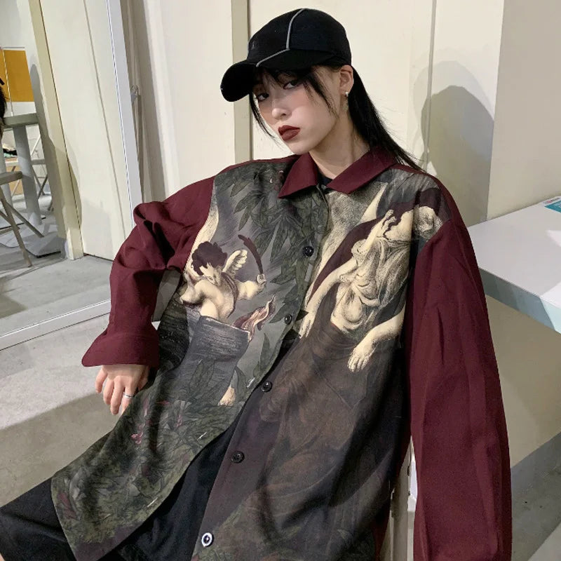 Red Oversized Vintage Shirt