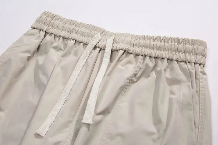 Wide-Leg Drawstring Cargo Pants