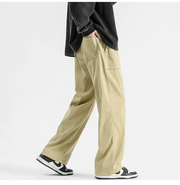 Wide-Leg Drawstring Cargo Pants