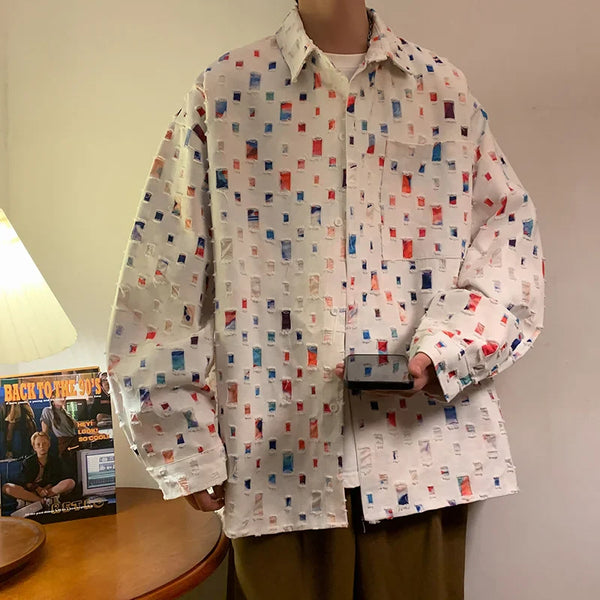 Oversized Plaid Casual Color Mens Shirt