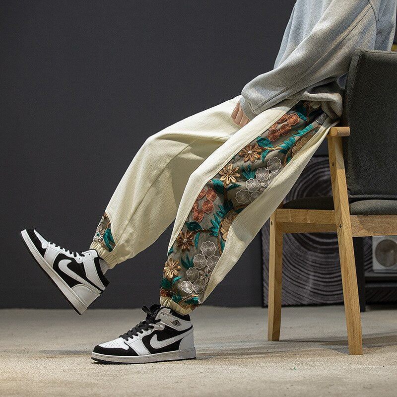Flower Embroidery Sweatpants