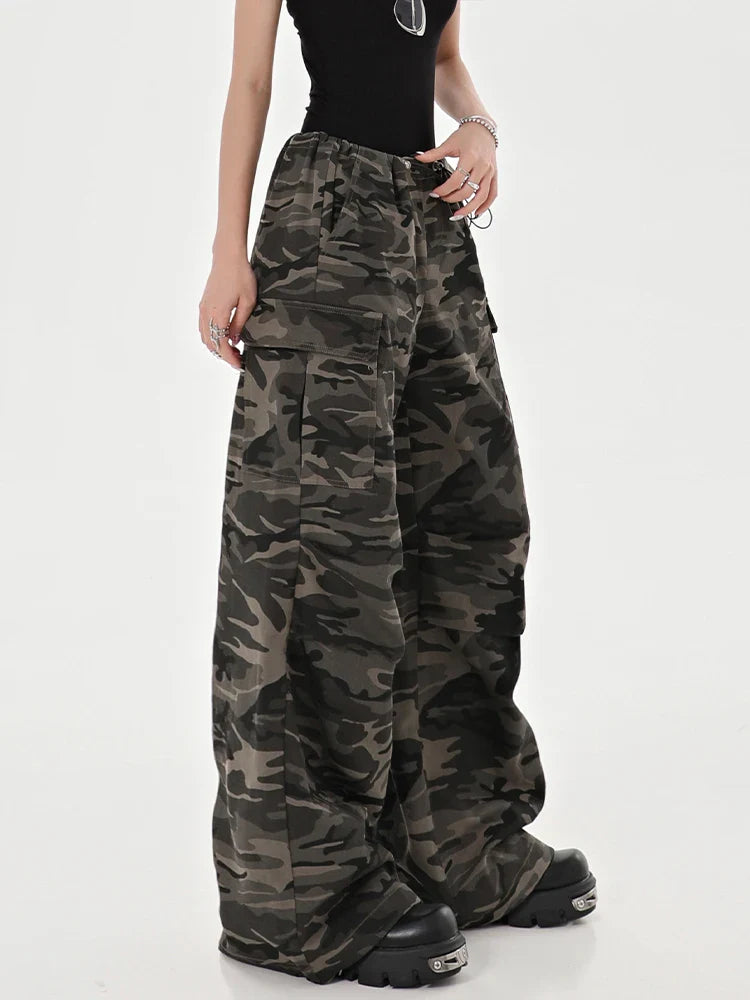High Waist Camouflage Cargo Pants