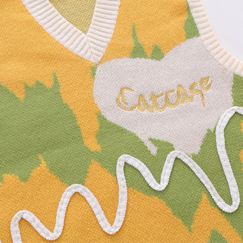 Wavy Color Block Knitted Sweater