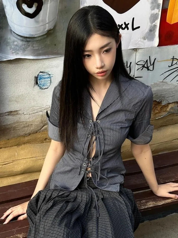 Tie-Front Button-Up Shirt