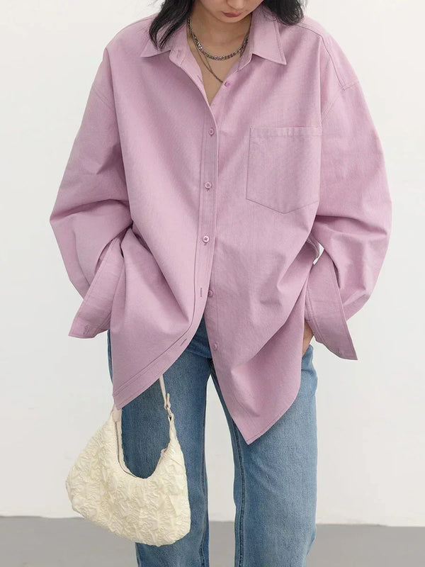 Light Academia Relaxed Fit Button-Up Shirt
