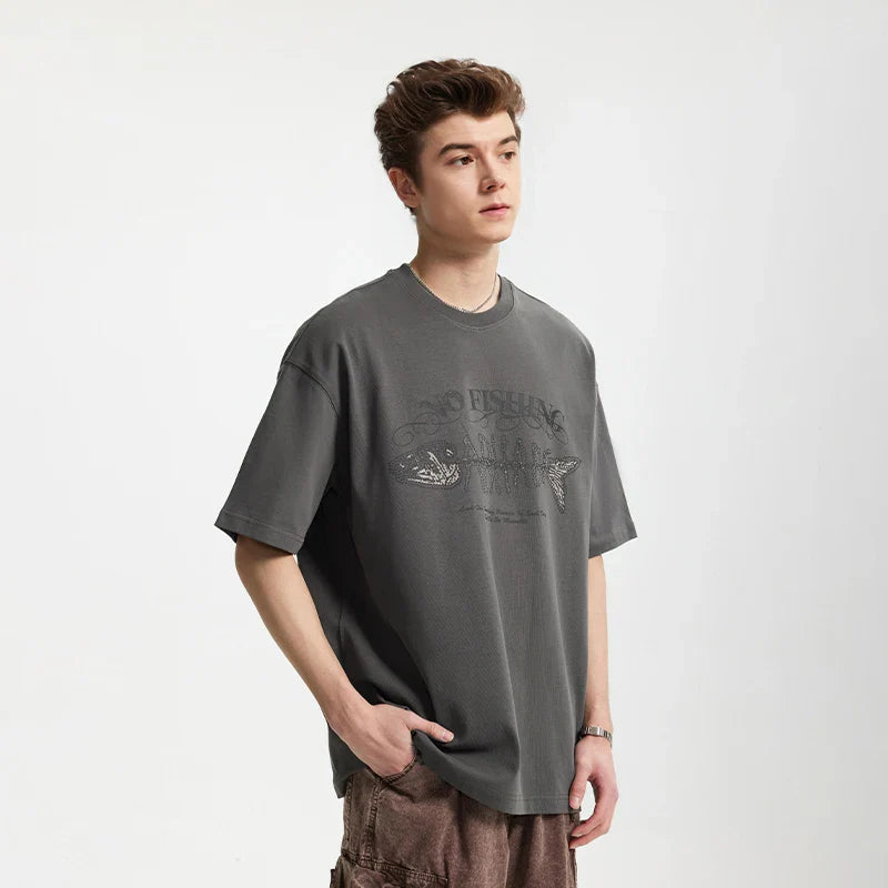 No Fishing Graphic Print Summer T-Shirt