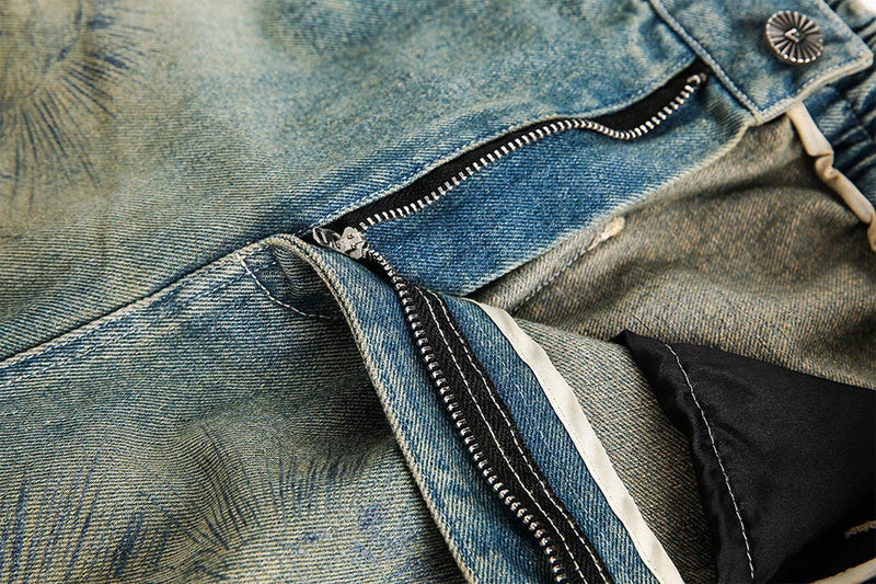 Divine Print Denim Shorts