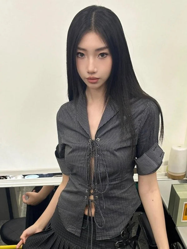 Tie-Front Button-Up Shirt