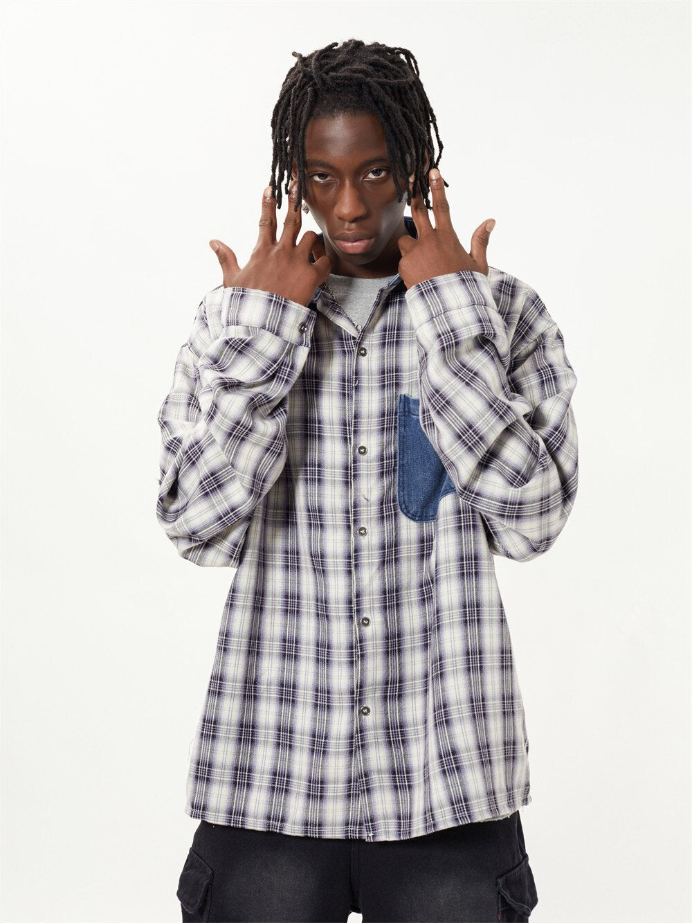 Patch Letter Embroidered Long Sleeve Shirt