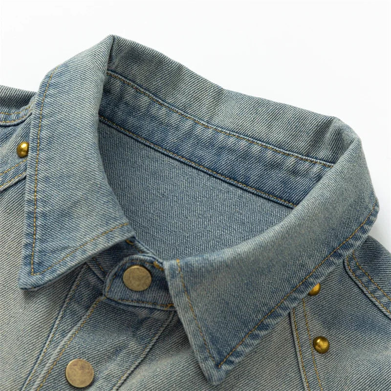 Elegant Blue Denim Blouses Women Shirt