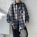 Retro Plaid Loose Casual Men Shirt