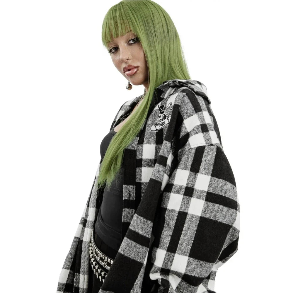 Oversized Embroidered Graphic Print Long Shirt