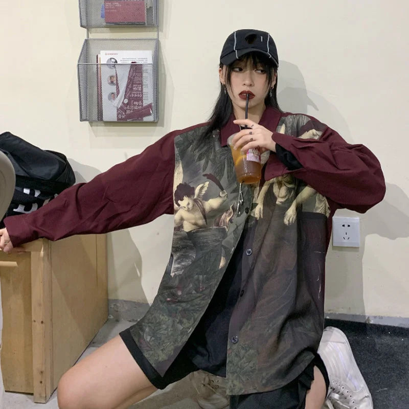 Red Oversized Vintage Shirt