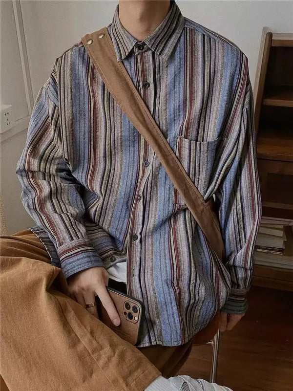 Trendy Oversize Stripe Shirt