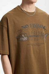 No Fishing Graphic Print Summer T-Shirt