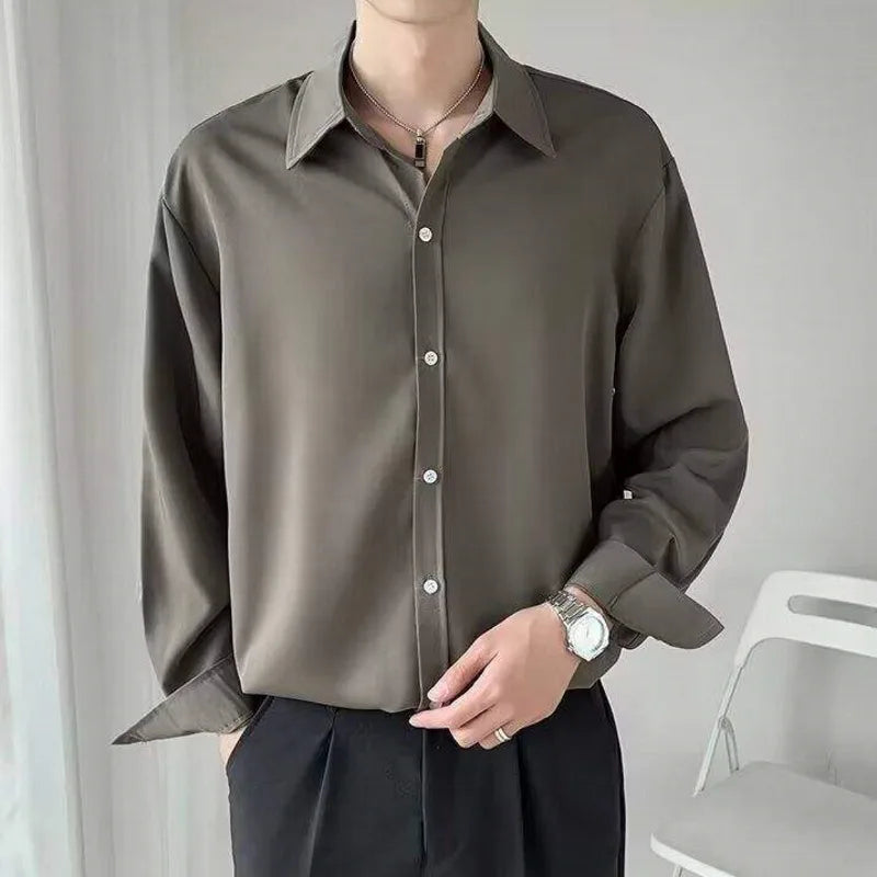 Korean Style Solid Pattern Shirt