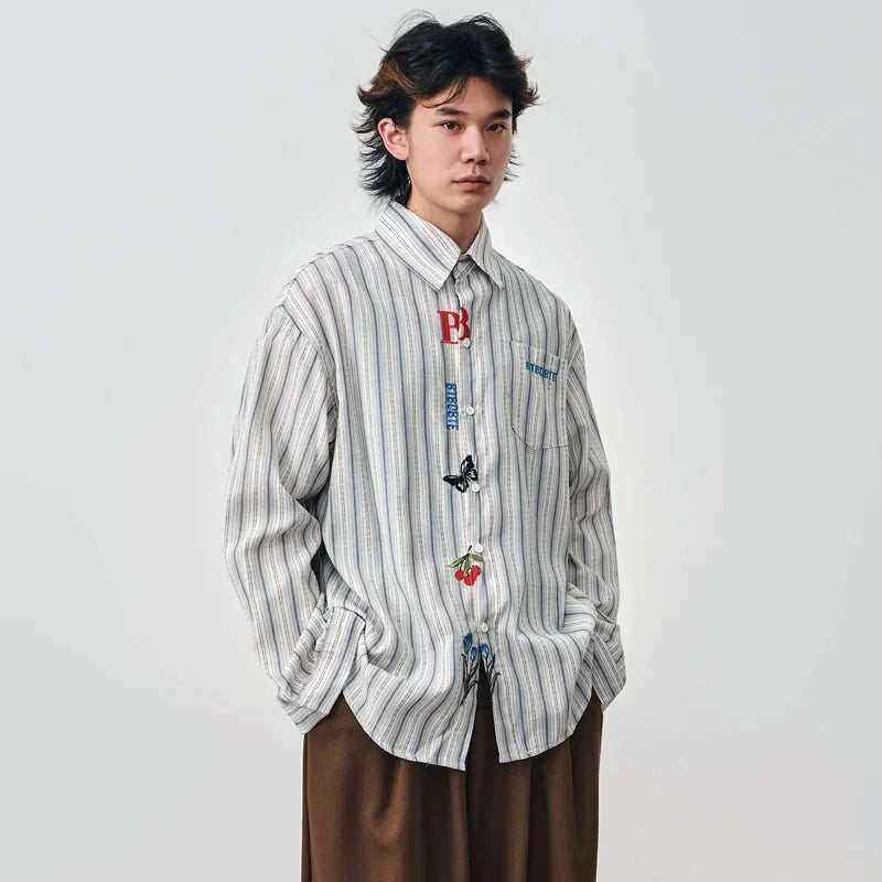 Oversize Embroidered Casual Long Sleeve Shirt