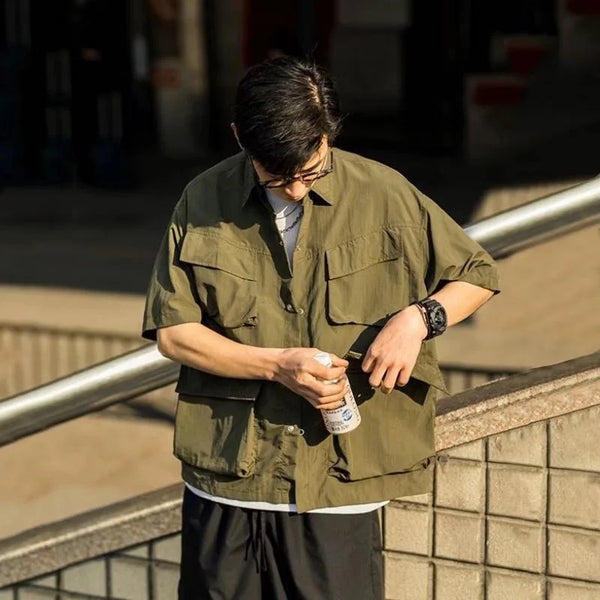 Black Japanese Work Suit Short Shirt