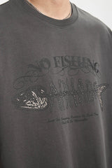 No Fishing Graphic Print Summer T-Shirt