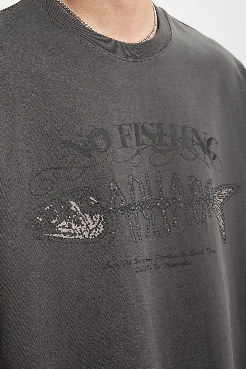 No Fishing Graphic Print Summer T-Shirt