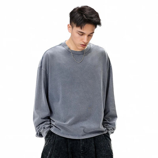 Long-sleeved Solid Color Oversized T-Shirt