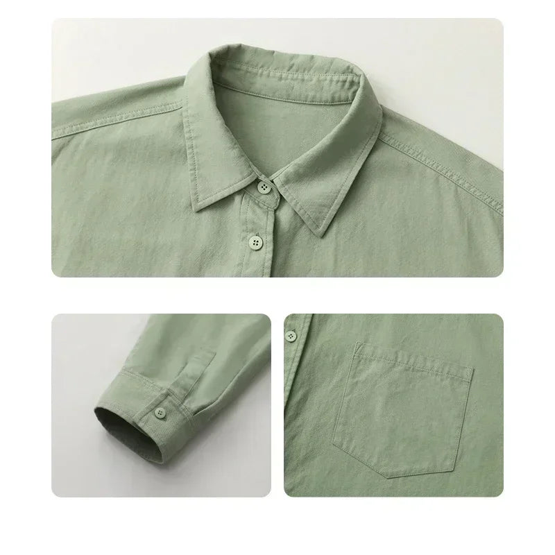 Light Academia Relaxed Fit Button-Up Shirt