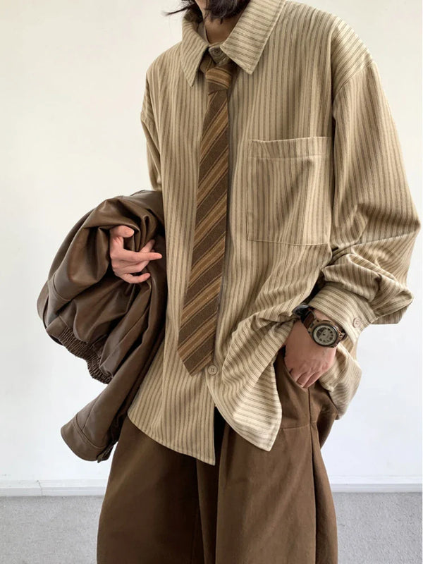 Oversized Striped Button-Up Shirt
