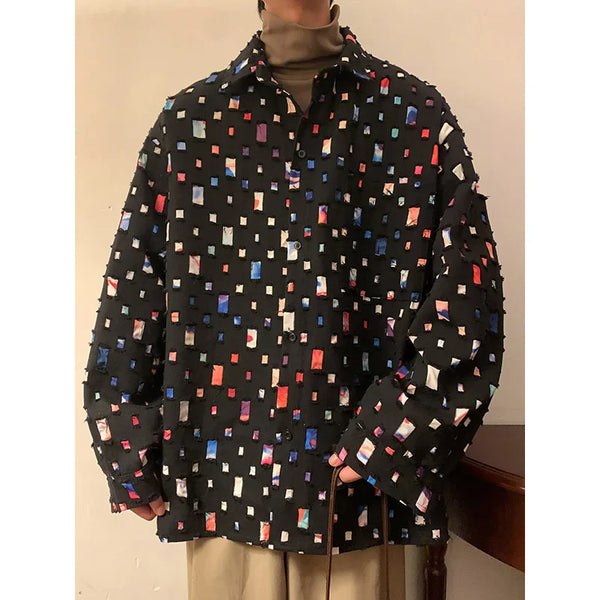 Oversized Plaid Casual Color Mens Shirt