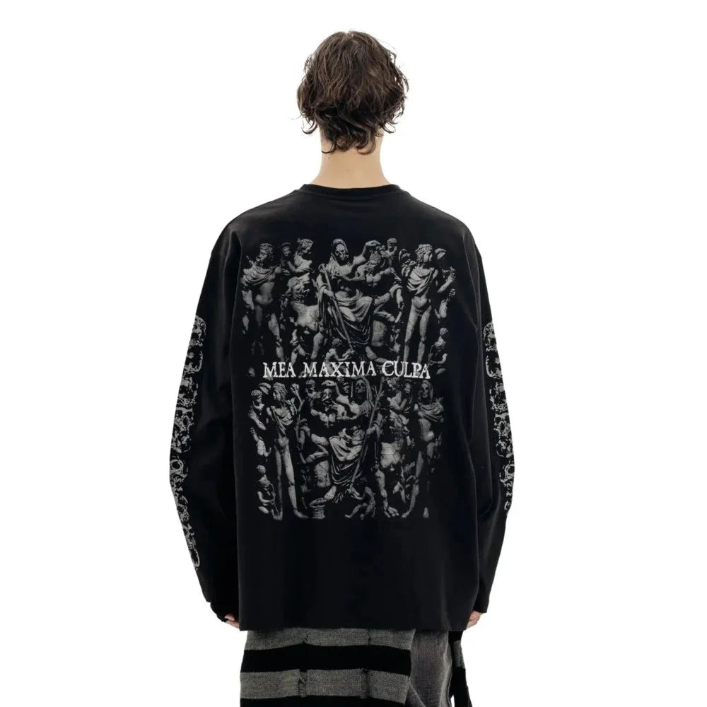 Oversized Graphic Print Long Sleeve Shirt