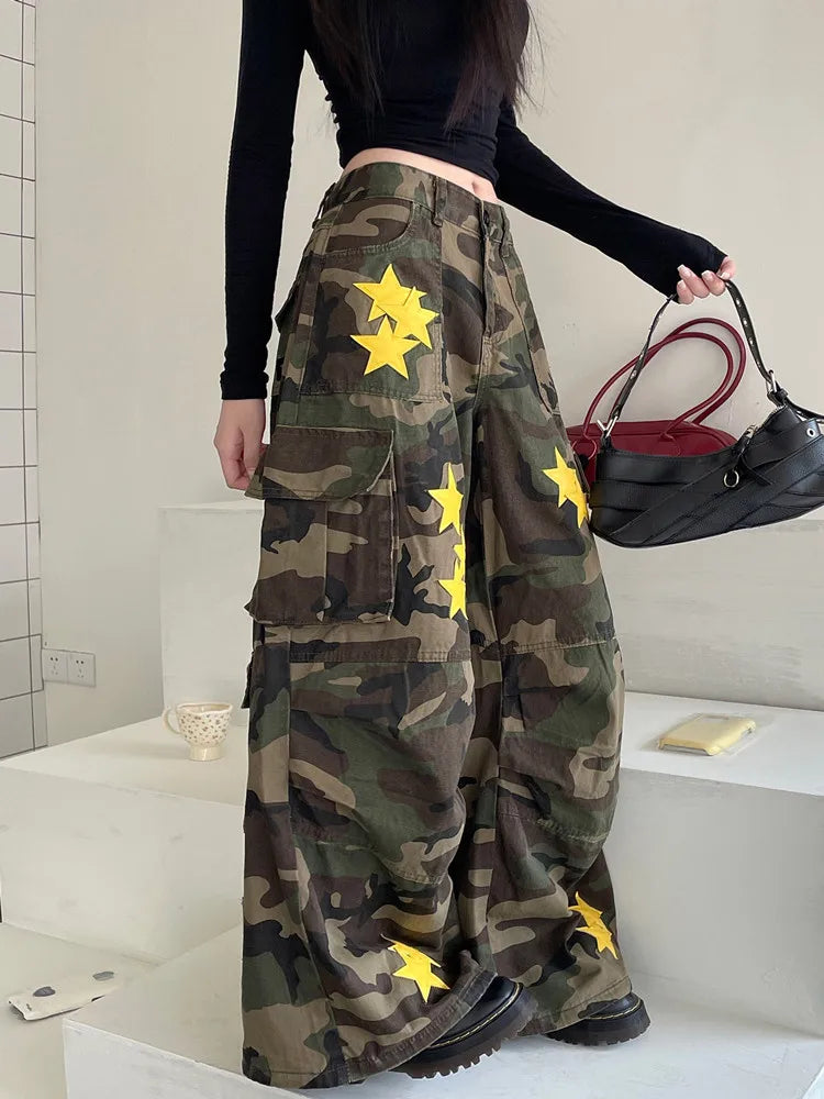 Star-Studded Baggy Cargo Pants