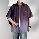 Oversized Gradient Casual Short-Sleeved Shirt