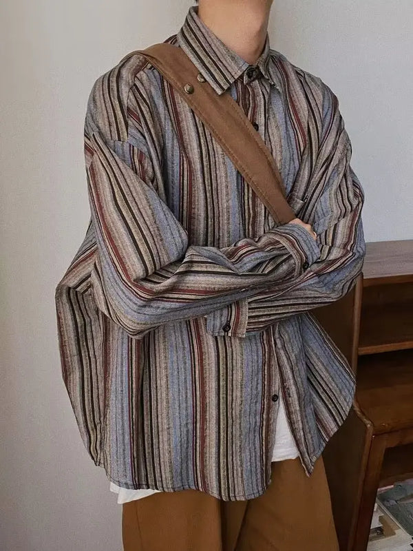 Trendy Oversize Stripe Shirt