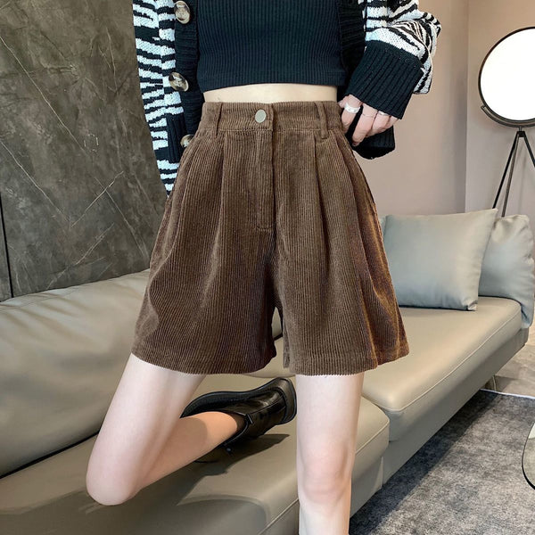 Corduroy High Waist Vintage Shorts