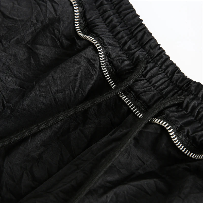 Solid Black Drawstring Shorts