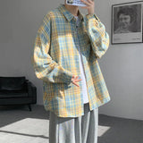 Retro Plaid Loose Casual Men Shirt