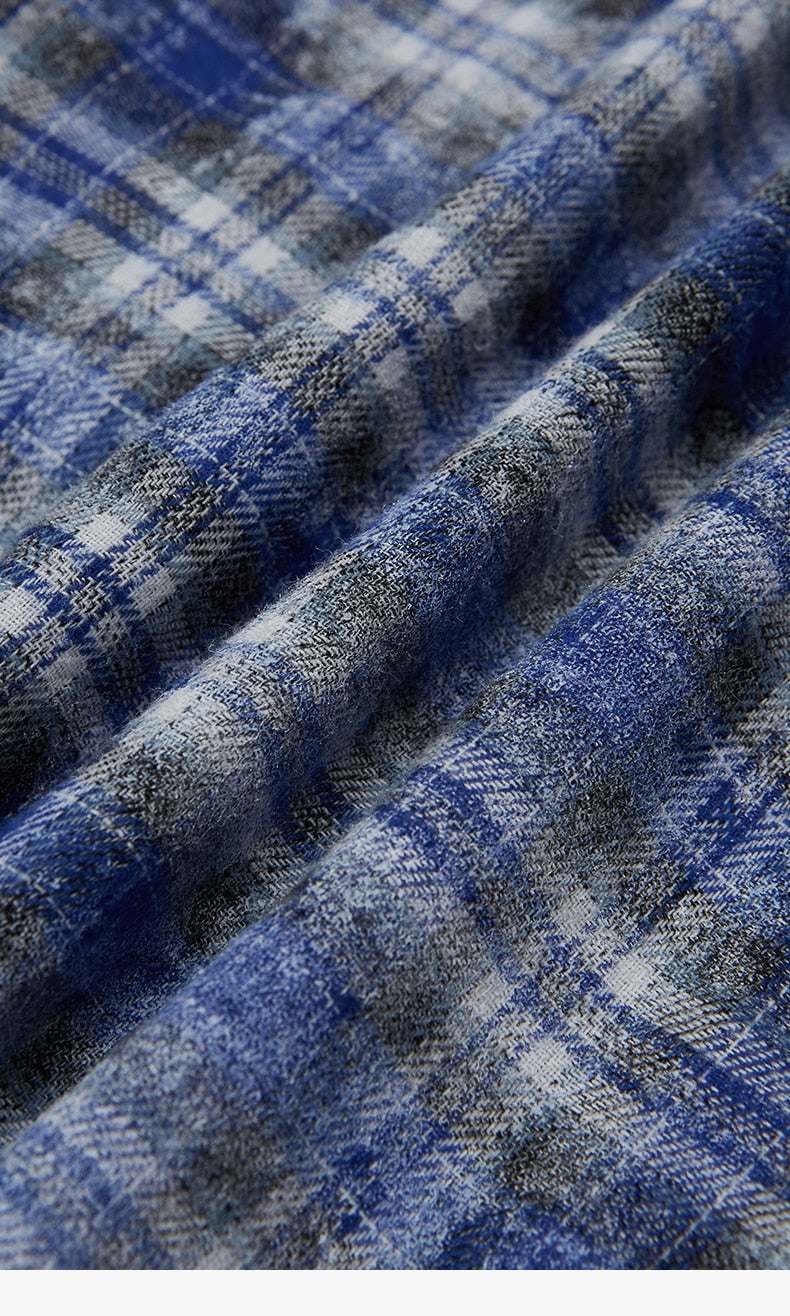 Brushed Check Blue Plaid Shirt