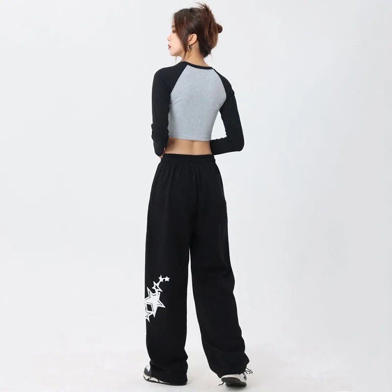 Loose Elastic-waist Stars Sweatpants